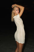 COCO KNITTED IVORY STRIPES - MINI DRESS