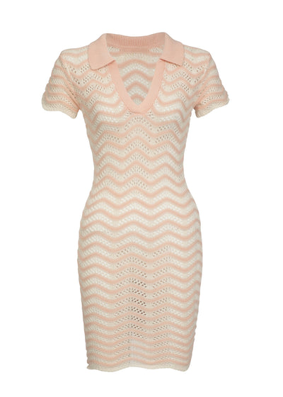 COCO KNITTED PINK STRIPES - MINI DRESS