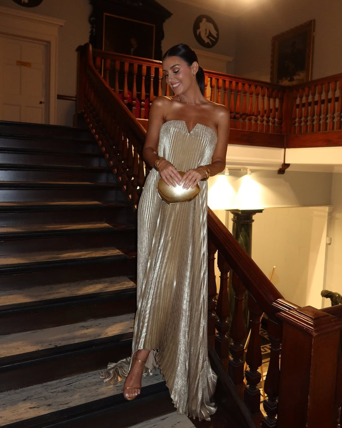 Ayla Gold Drape Dress