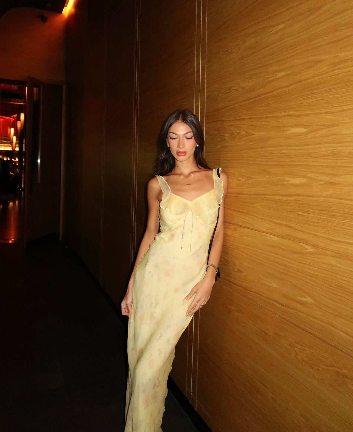 Kayla Slip Dress In Citron Bloom