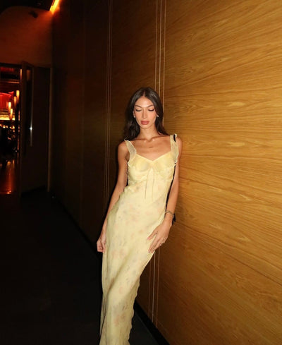 Kayla Slip Dress In Citron Bloom