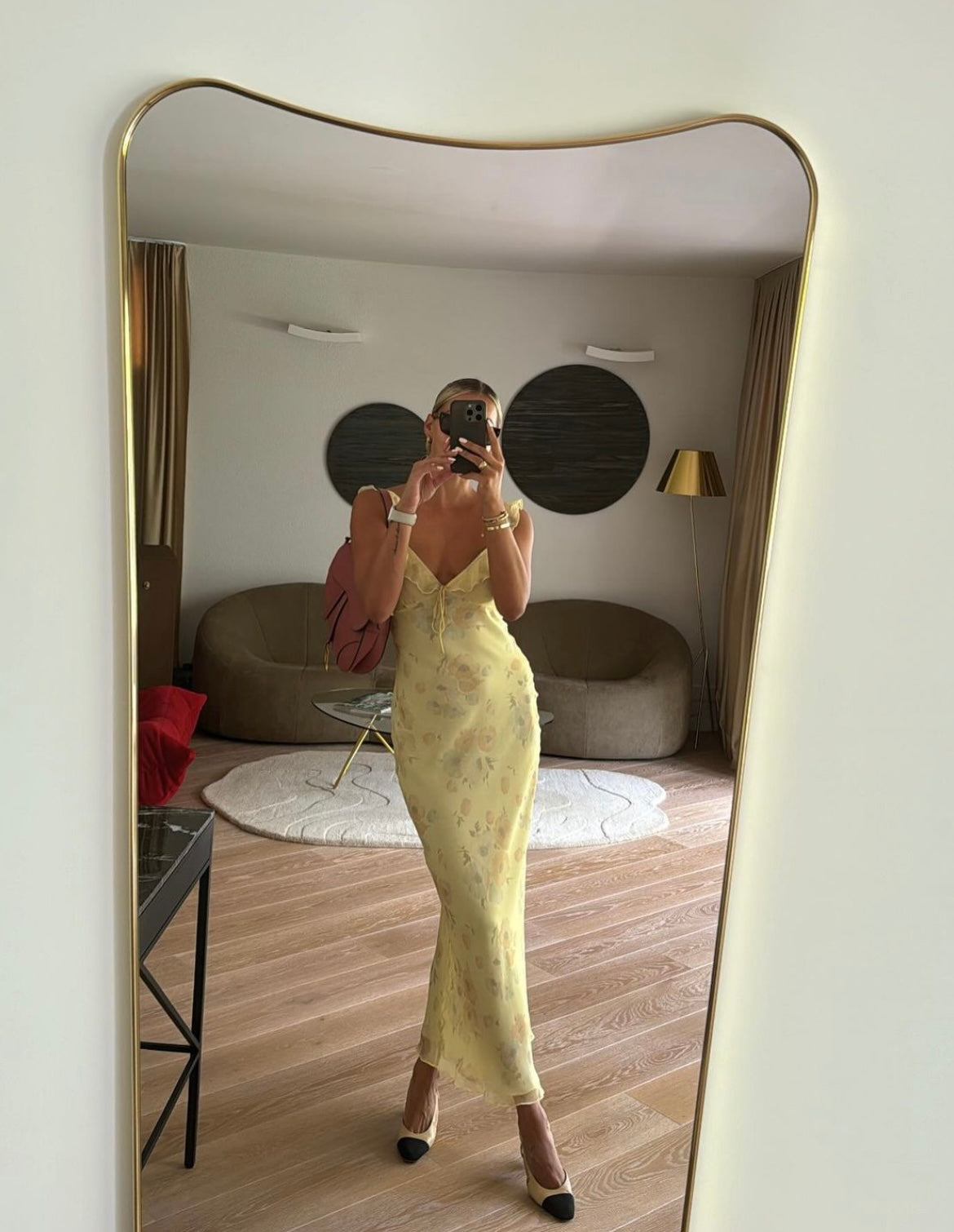 Kayla Slip Dress In Citron Bloom