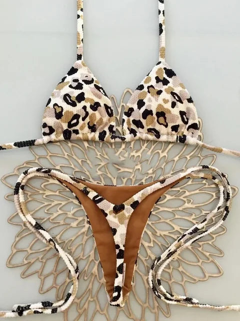 Bright Bikini - Tan Leopard Print