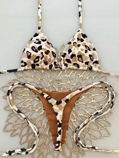 Bright Bikini - Tan Leopard Print