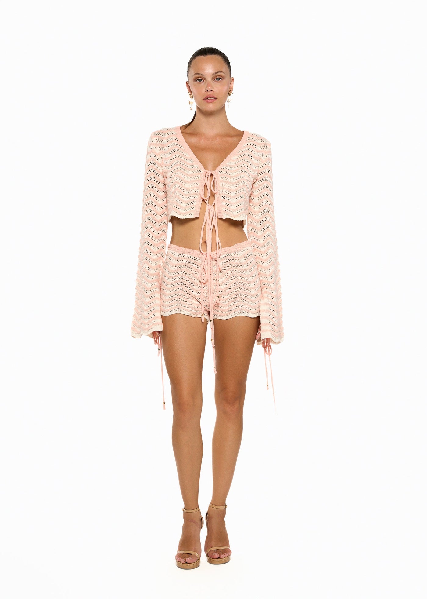 MINA KNITTED PINK STRIPES - SHORTS