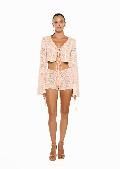 MINA KNITTED PINK STRIPES - SHORTS