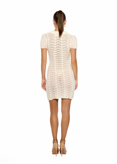 COCO KNITTED IVORY STRIPES - MINI DRESS