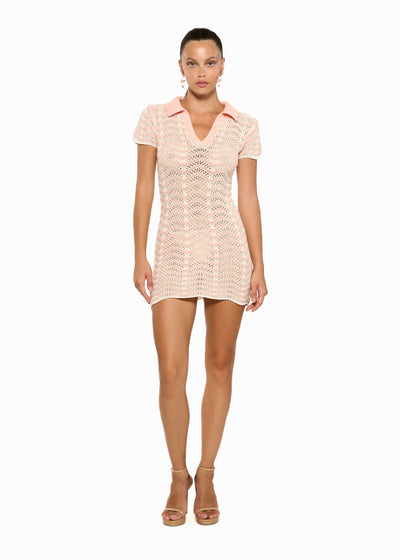 COCO KNITTED PINK STRIPES - MINI DRESS