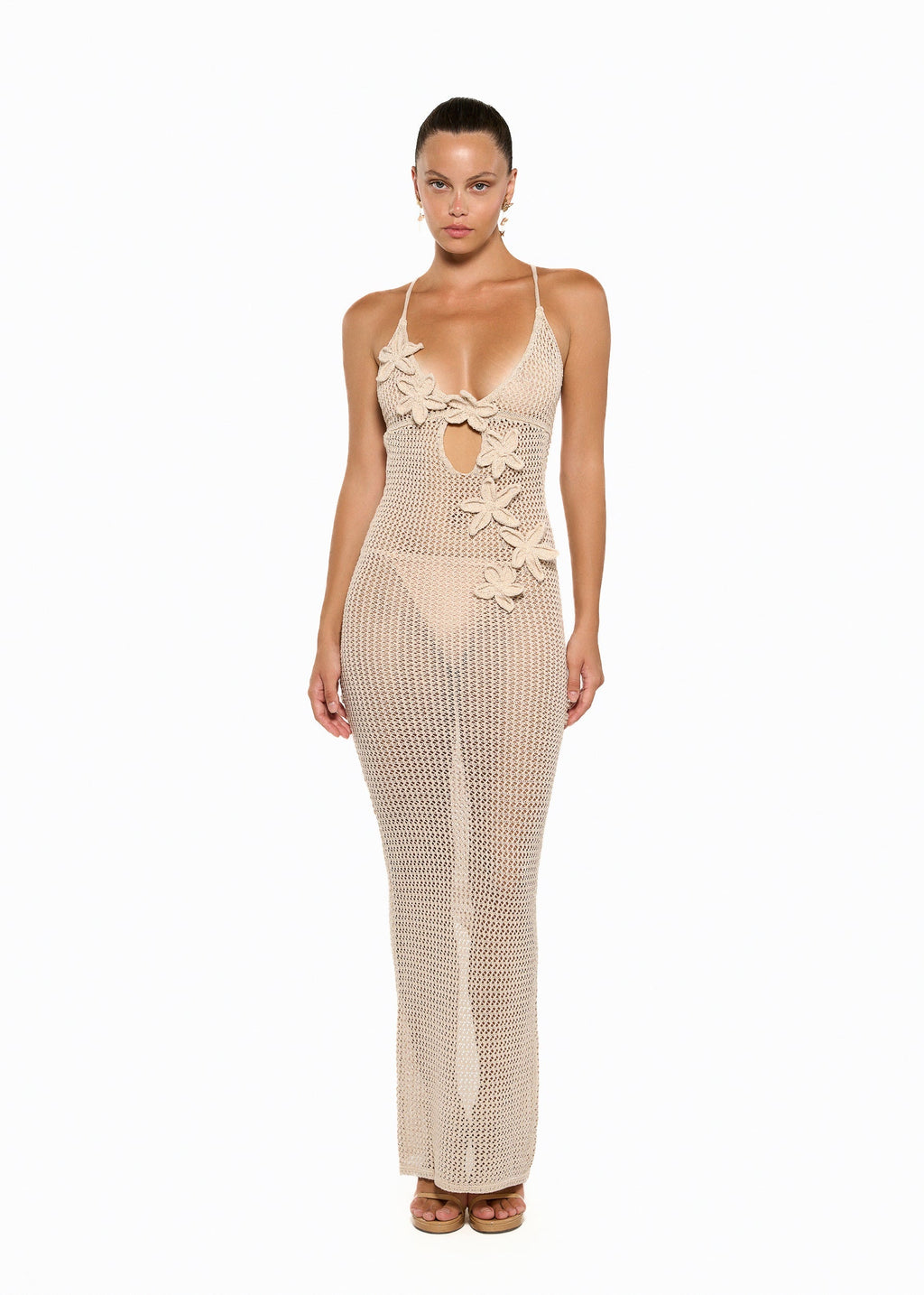 HILSA KNITTED SAND - MAXI DRESS